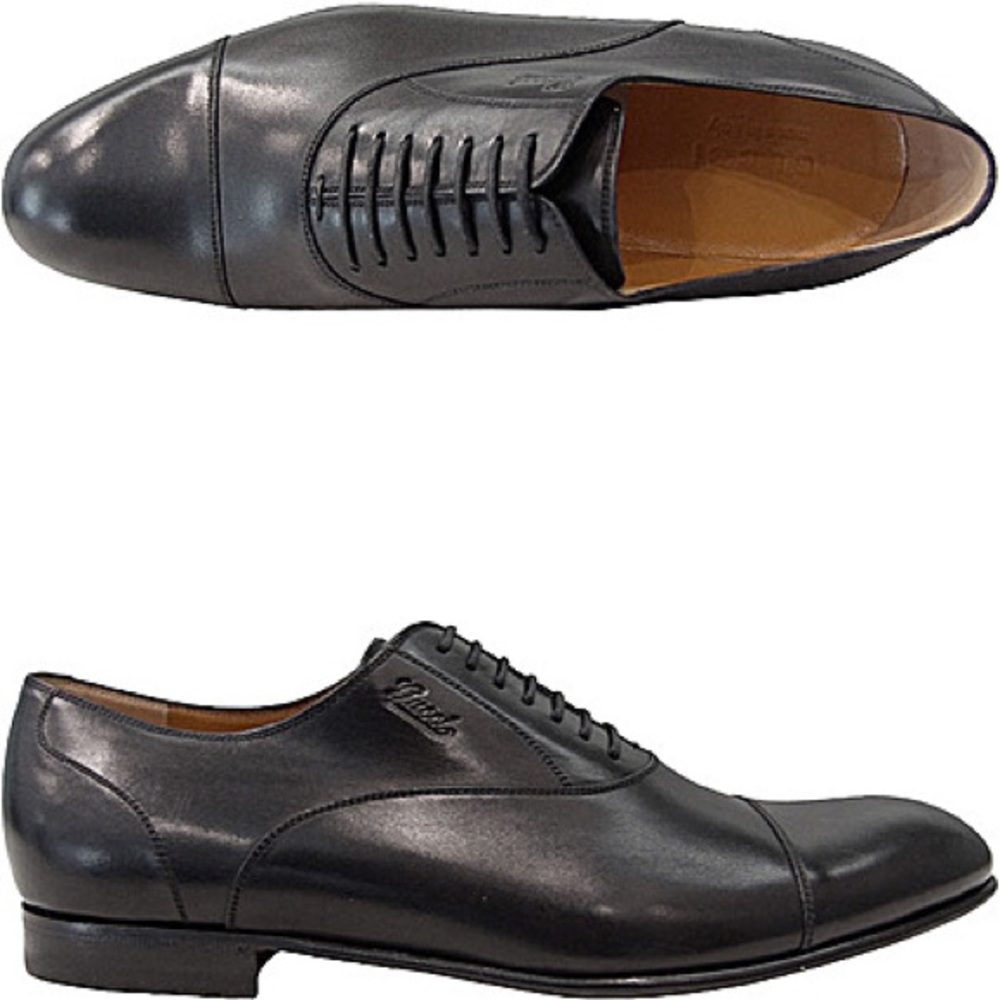 Gucci Men's Burnished Leather Lace-up Shoes